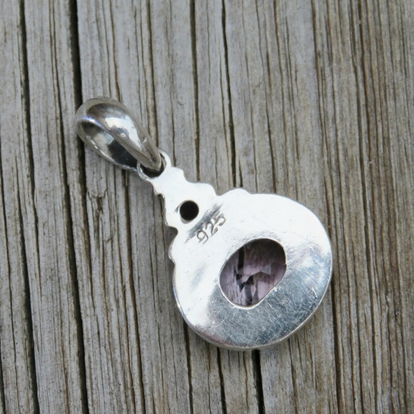 SOLD Vintage 925 Natural Amethyst & Iolite Pendant - Picture 4 of 4